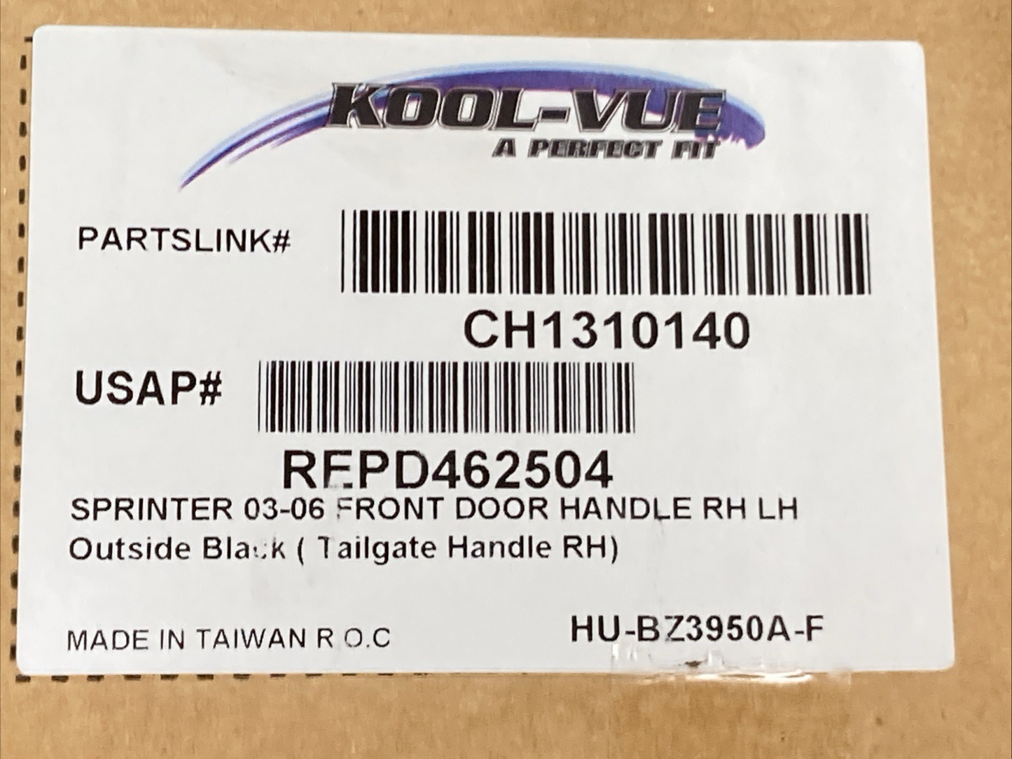 New Genuine KOOL-VUE CH1310140 Sprinter Front Door Handle Outside Black 03-06