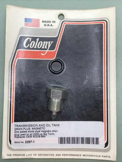 NEW GENUINE COLONY 2297-1 TRANSMISSION AND OIL TANK DRAIN PLUG, MAGNETIC