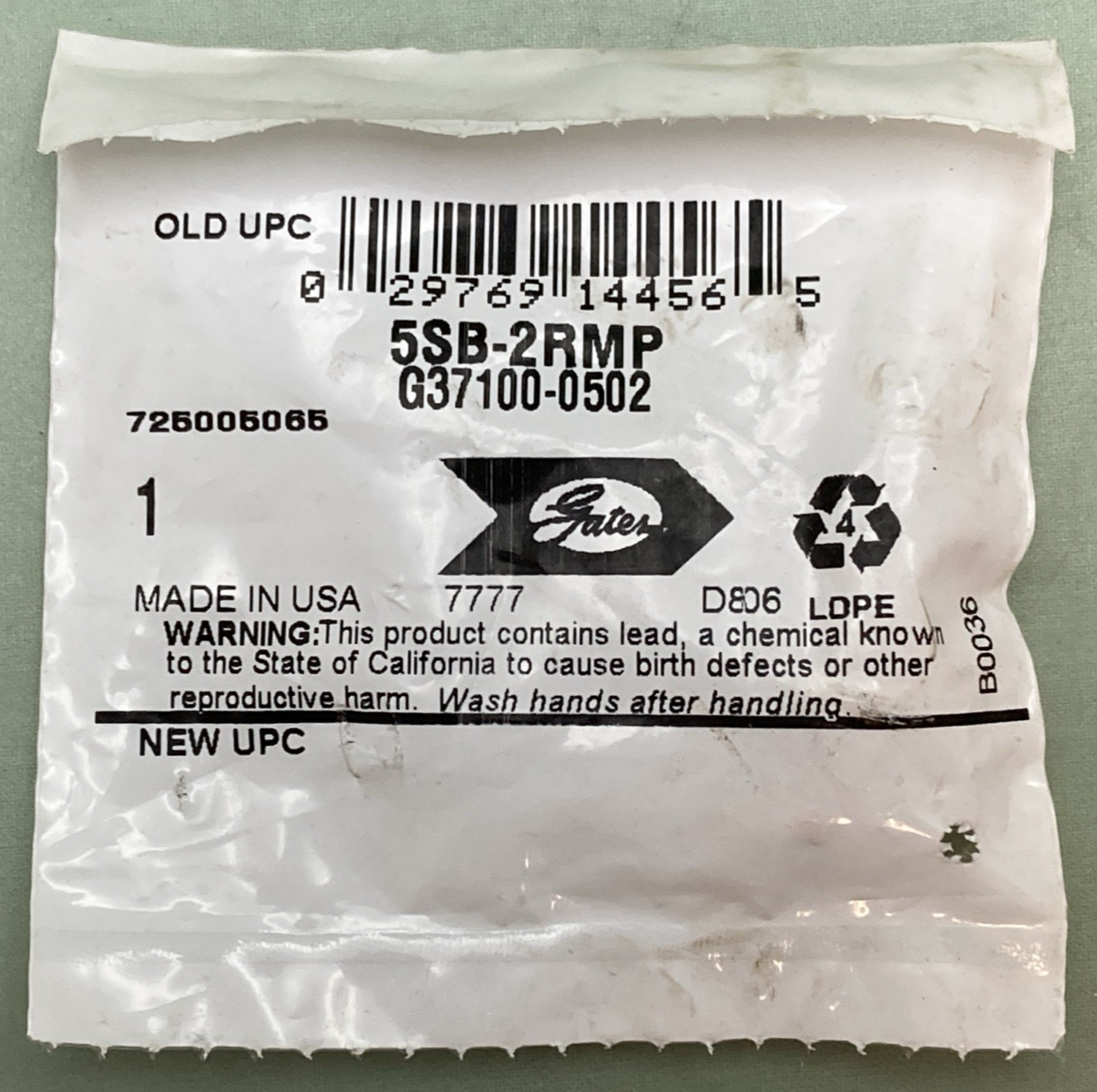 NEW GENUINE GATES 5SB-2RMP Hydraulic Coupling - Single Bead G37100-0502