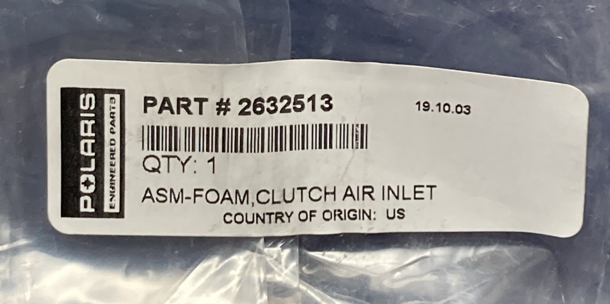 NEW GENUINE POLARIS 2632513 FOAM CLUTCH AIR INLET