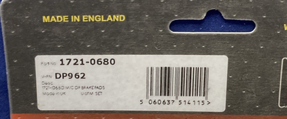 NEW GENUINE DP 1721-0680 DP962 BRAKE PAD SET