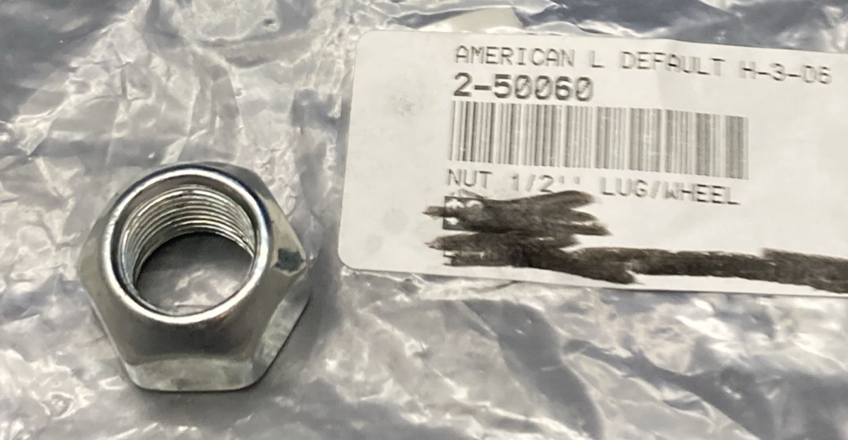 NEW REPLACES AMERICAN LANDMASTER 2-50060 NUT 1/2" LUG/WHEEL