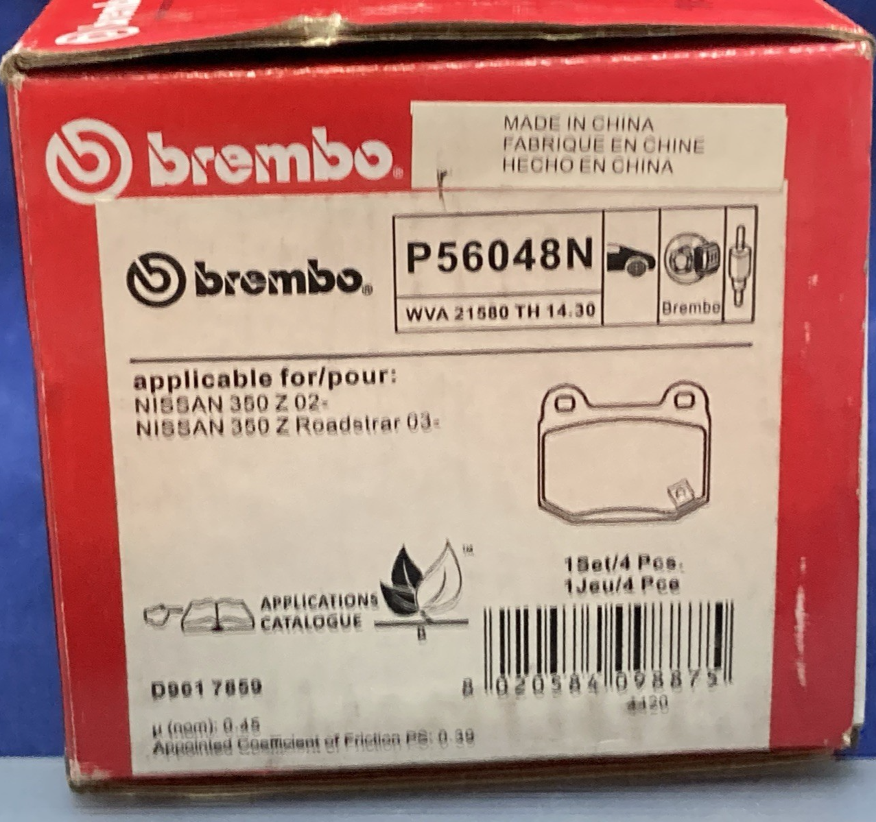 NEW GENUINE BREMBO P5648N Premium Ceramic Rear Disc Brake Pad Set