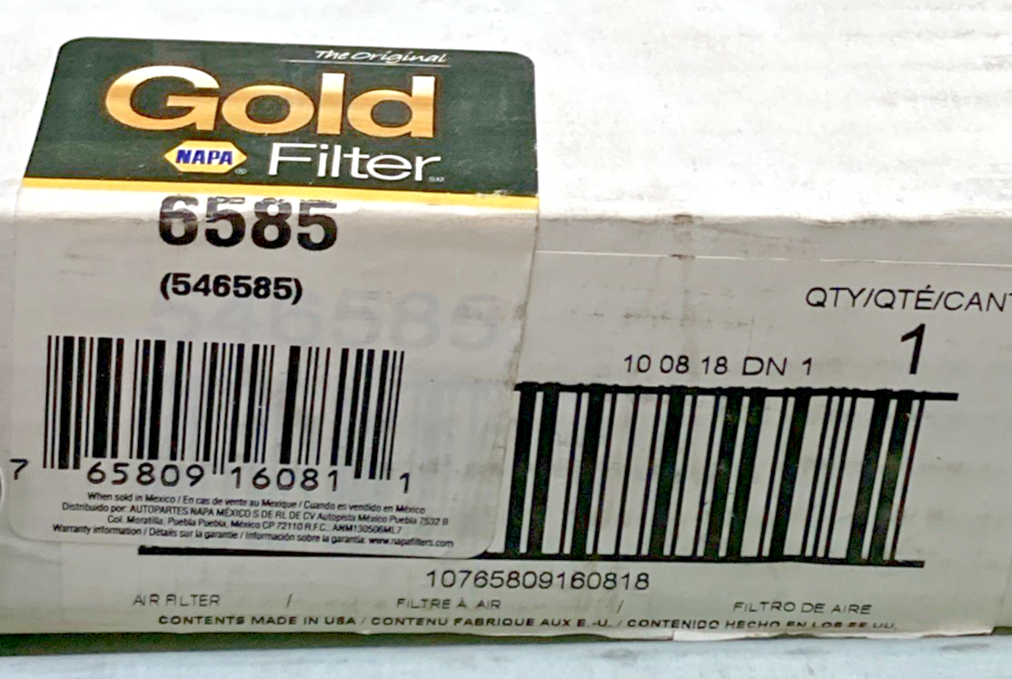 NEW GENUINE NAPA 6585 AIR FILTER