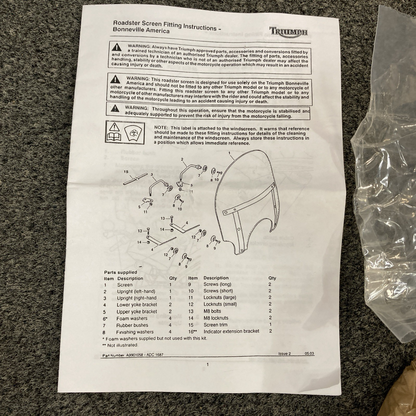 NEW GENUINE TRIUMPH A9901058 Screen Kit