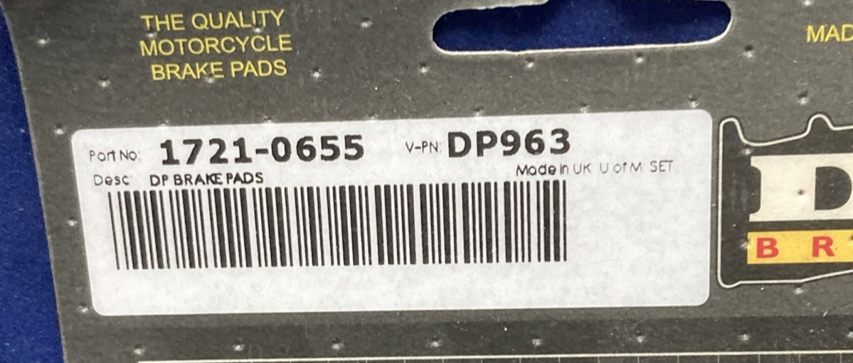 NEW GENUINE DP 1721-0655 DP963 STANDARD SINTERED METAL BRAKE PADS