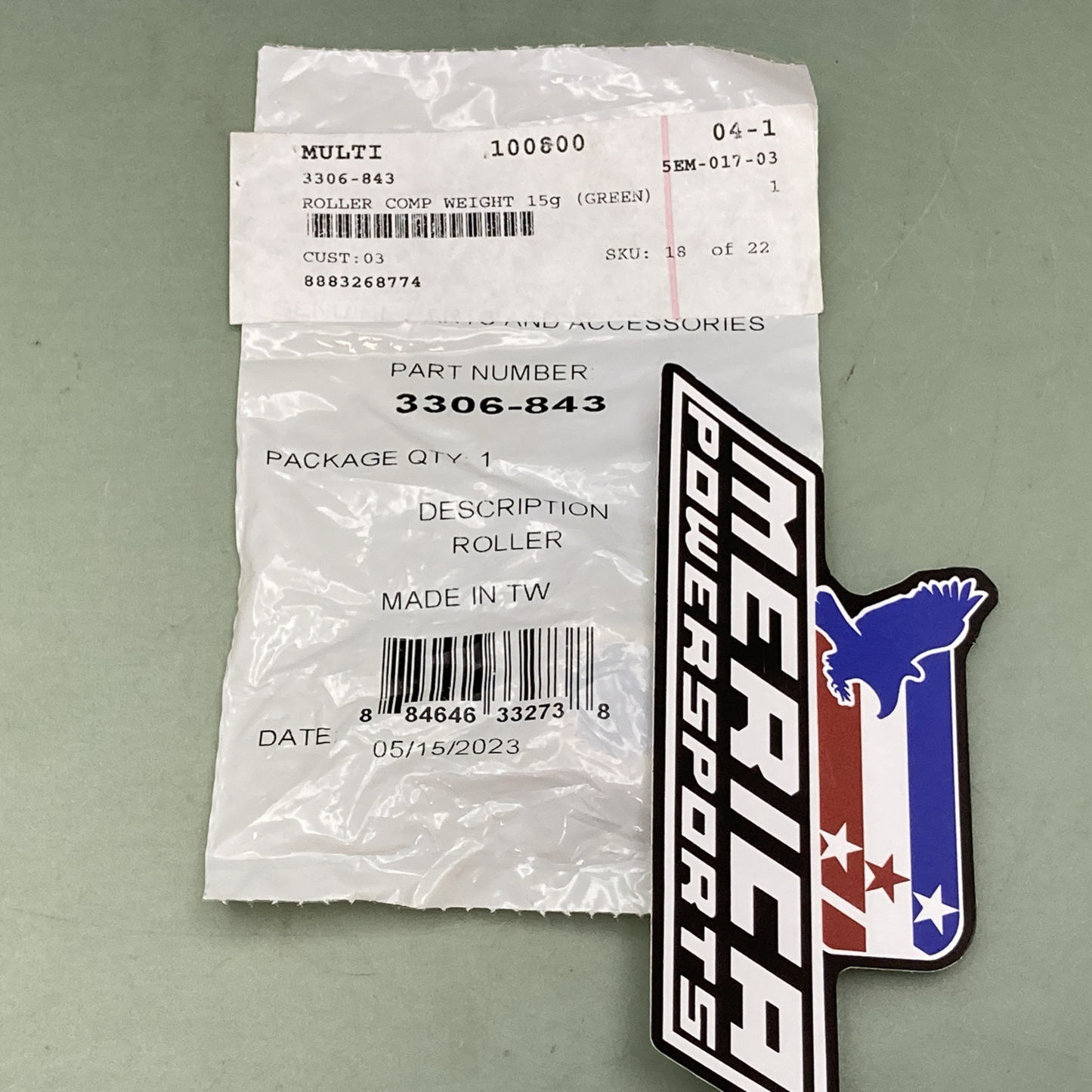 NEW GENUINE ARCTIC CAT 3306-843 Comp Weight Roller 15g