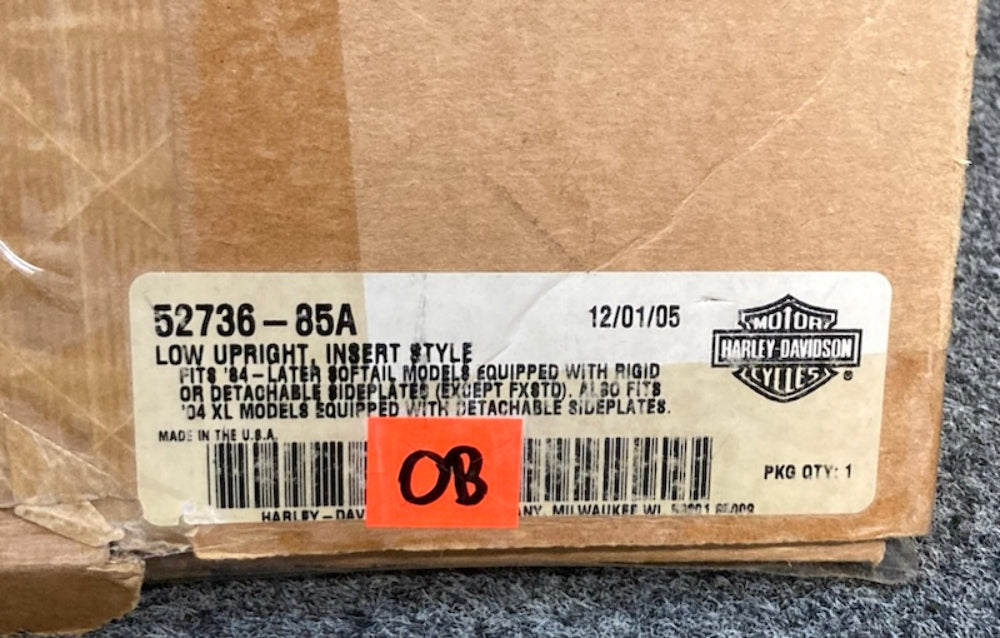 Harley Davidson 52736-85A Sissy Bar Upright Low Insert Style New Genuine