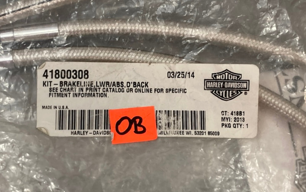 Harley Davidson 41800308 Brake Line Kit Lower ABS New Genuine