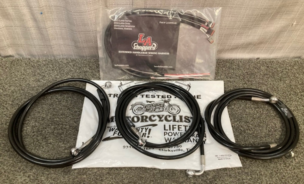 LA Choppers 1741-3910 Black Braided Brake Line Kit New Genuine
