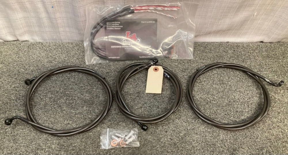 LA Choppers 1741-4427 Midnight Braided Brake Line Kit New Genuine