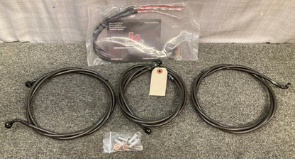 LA Choppers 1741-4427 Midnight Braided Brake Line Kit New Genuine