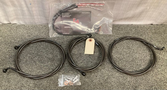 LA Choppers 1741-4427 Midnight Braided Brake Line Kit New Genuine