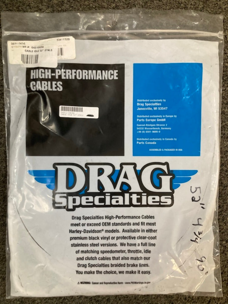 Drag Specialties 0651-0636 SS Braided Idle Cable New Genuine