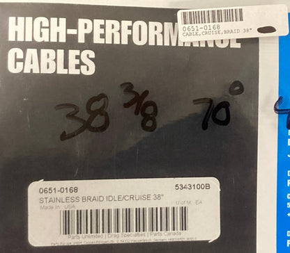 Drag Specialties 0651-0168 Stainless Braided Idle Cable 38" New Genuine