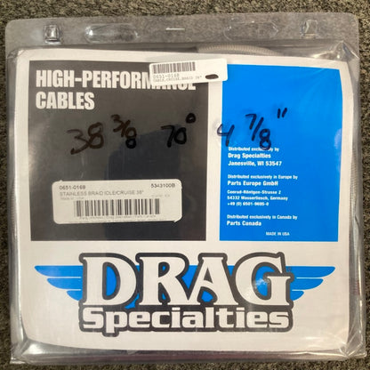 Drag Specialties 0651-0168 Stainless Braided Idle Cable 38" New Genuine