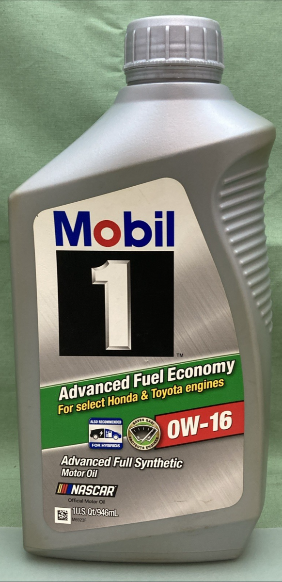 QTY 2 NEW GENUINE MOBIL 1 0W-16 FULL SYNTHETIC MOTOR OIL, 1 qt