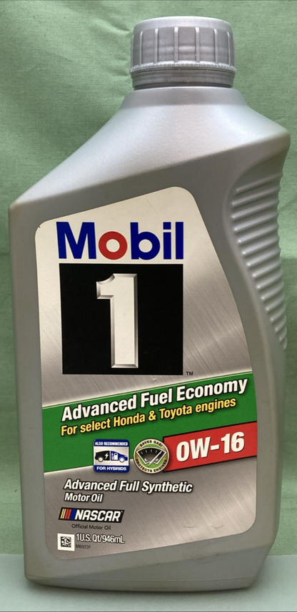 QTY 2 NEW GENUINE MOBIL 1 0W-16 FULL SYNTHETIC MOTOR OIL, 1 qt