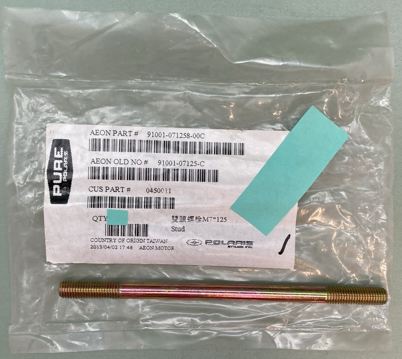 QTY 2 NEW GENUINE POLARIS 0450011 STUD BOLT