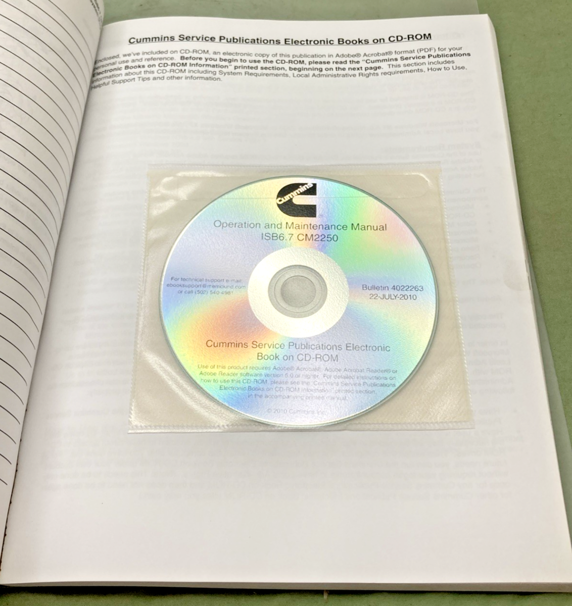 GENUINE CUMMINS 4022263 ISB6.7 CM2250 OPERATION AND MAINTENANCE MANUAL 2010