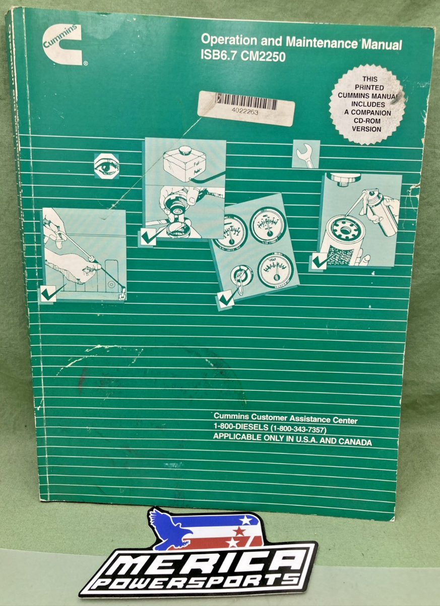 GENUINE CUMMINS 4022263 ISB6.7 CM2250 OPERATION AND MAINTENANCE MANUAL 2010