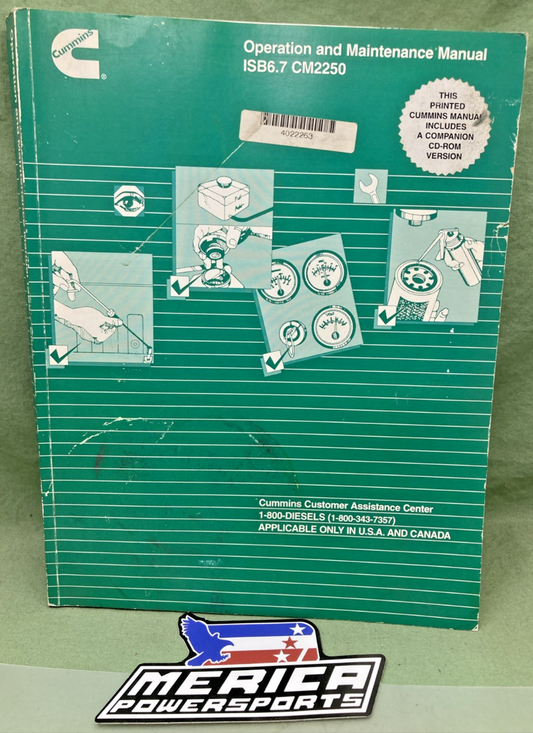 GENUINE CUMMINS 4022263 ISB6.7 CM2250 OPERATION AND MAINTENANCE MANUAL 2010