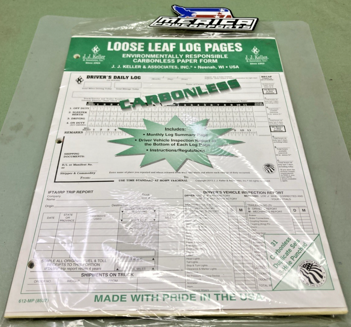 NEW GENUINE J.J. Keller 8537 612MP 5-In-1 Driver's Daily Log Loose-Leaf Format