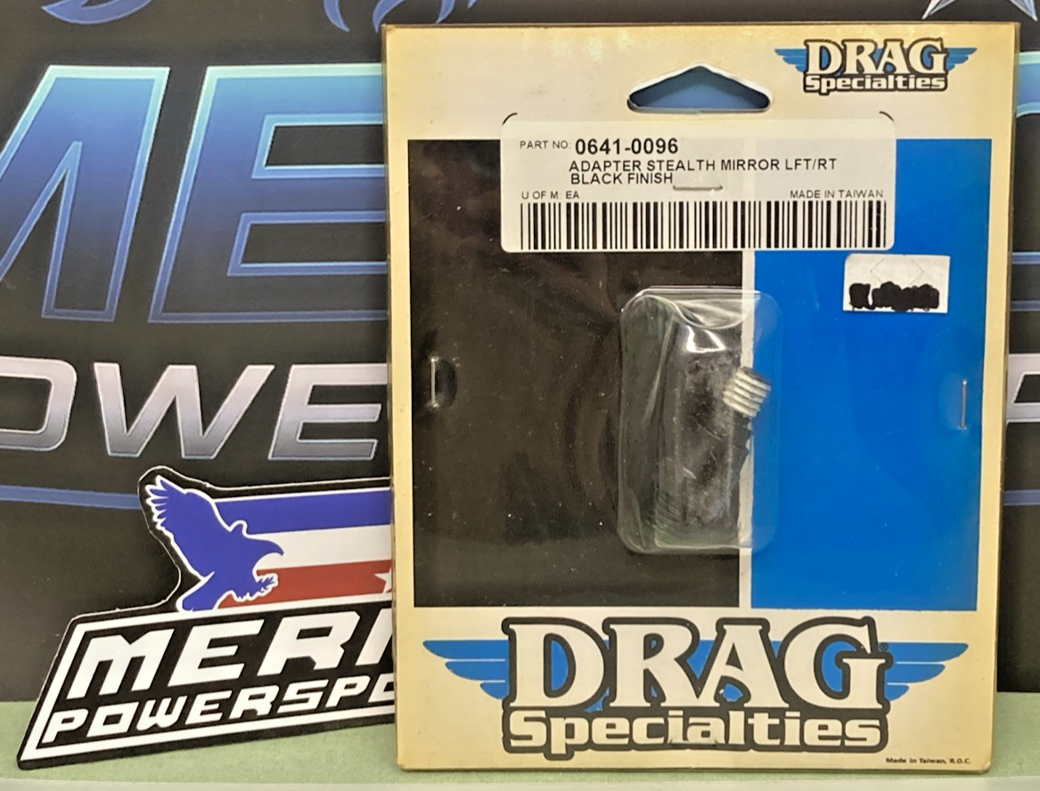 NEW GENUINE DRAG SPECIALTIES 0641-0096 BLACK STEALTH MIRROR ADAPTER