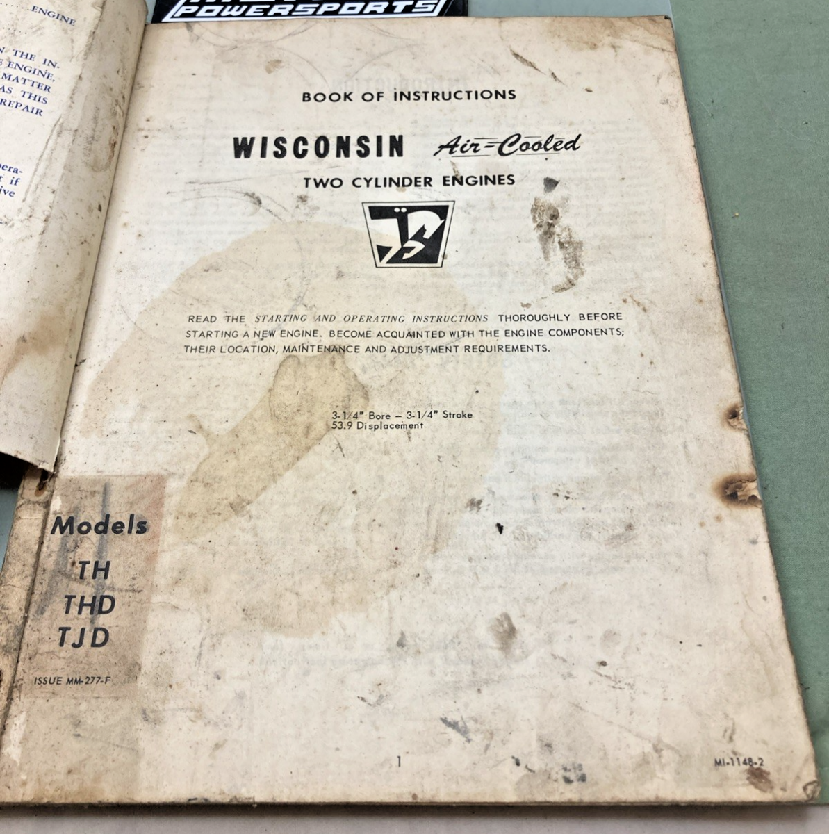 GENUINE WISCONSIN MM-277F AIR COOLED ENGINES INSTRUCTION BOOK MODELS TH,THD,TJD
