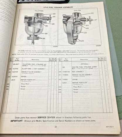 GENUINE WISCONSIN MM-271-E AIR COOLED ENGINES INSTRUCTION BOOK MODEL AGND