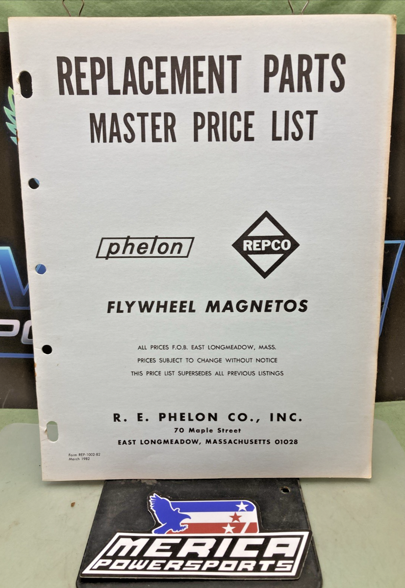 GENUINE PHELON REPCO FLYWHEEL MAGNETOS REPLACEMENT PARTS MASTER PRICE LIST 1982