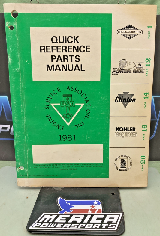 GENUINE ENGINE SERVICE ASSOCIATION QUICK REFERENCE PARTS MANUAL 1981