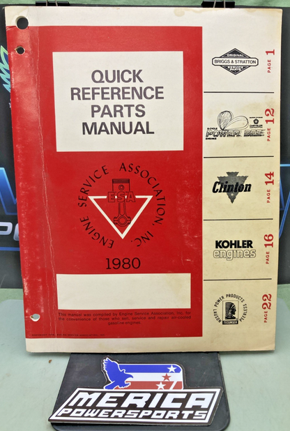 GENUINE ENGINE SERVICE ASSOCIATION QUICK REFERENCE PARTS MANUAL 1980