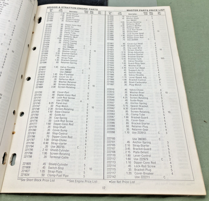 GENUINE BRIGGS AND STRATTON MS-7299-8/80 MASTER PRICE LIST 1980