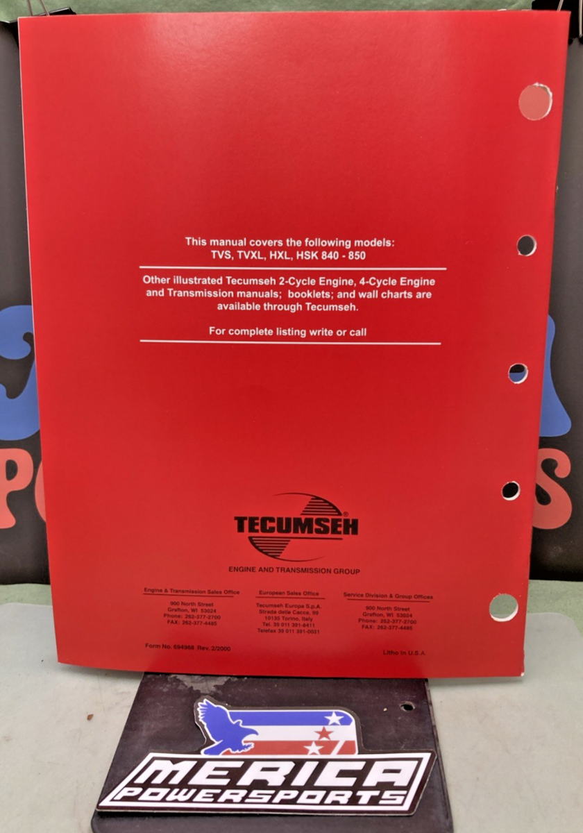 NEW GENUINE TECUMSEH 694988 HSK/HXL840-850 TVS/TVXL840 2-CYCLE ENGINES