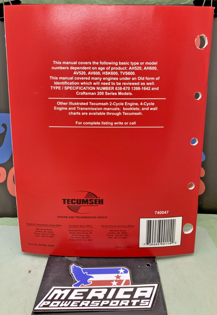 NEW GENUINE TECUMSEH 692508 2-CYCLE ENGINES