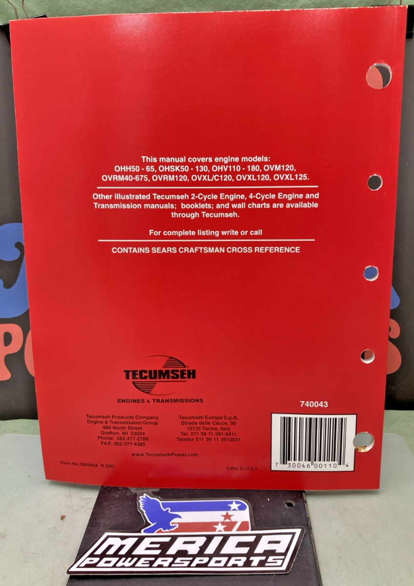 NEW GENUINE TECUMSEH 695244A 4-CYCLE OVERHEAD VALVE ENGINES