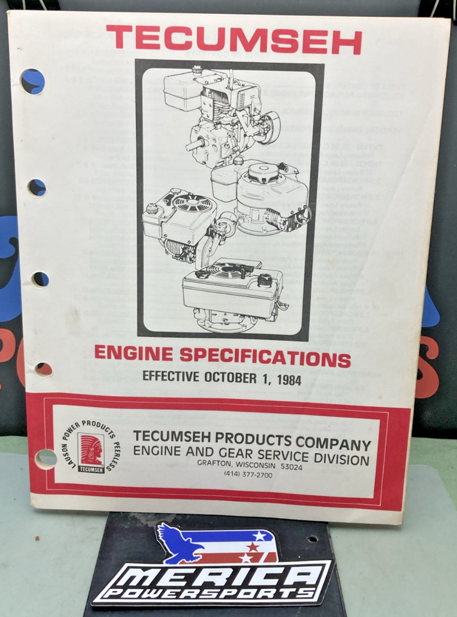 GENUINE TECUMSEH 692531 ENGINE SPECIFICATIONS 1984