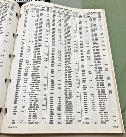 NEW GENUINE TECUMSEH 694546 PARTS PRICE LIST 1984