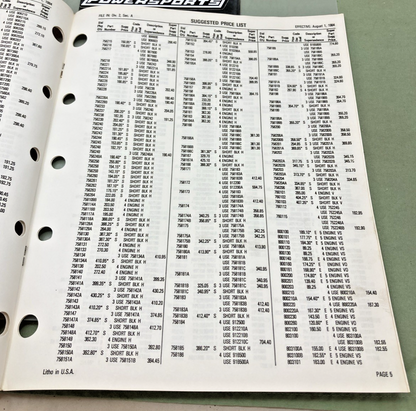 NEW GENUINE TECUMSEH 694547 ENGINE AND SHORT BLOCK PRICE LIST 1984