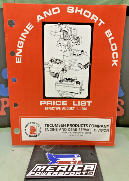 NEW GENUINE TECUMSEH 694547 ENGINE AND SHORT BLOCK PRICE LIST 1984