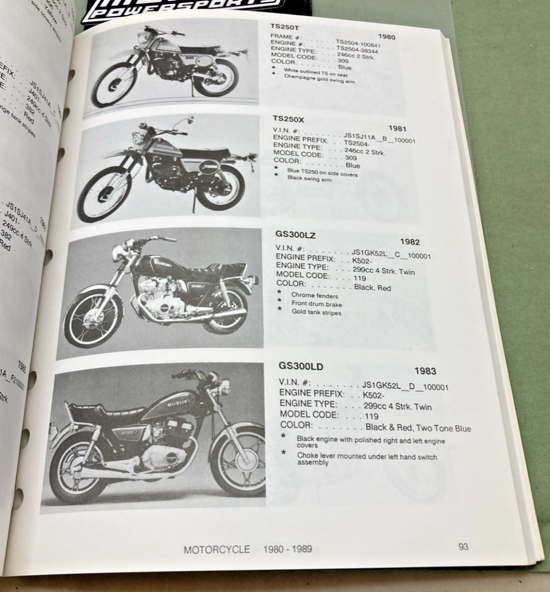 GENUINE SUZUKI 99923-12901 MOTORCYCLE AND ATV IDENTIFICATION GUIDE 1970-1990