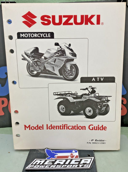 NEW GENUINE SUZUKI 99923-12981 MOTORCYCLE AND ATV MODEL IDENTIFICATION GUIDE '98