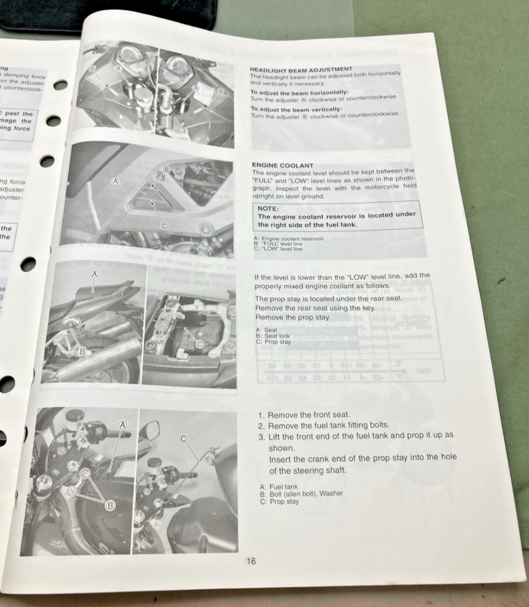 GENUINE SUZUKI 99505-01183-03E SV1000SK3 ASSEMBLY AND PRE-DELIVERY SERVICE GUIDE