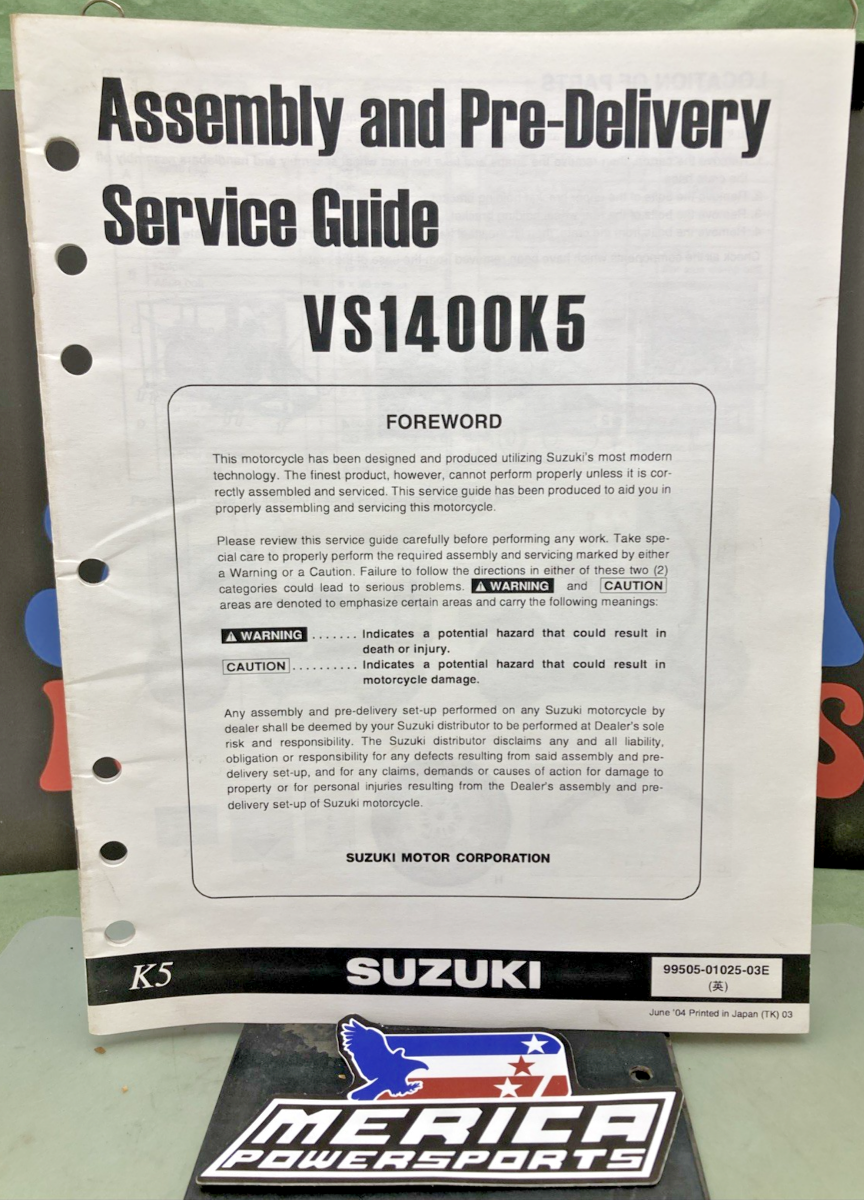 NEW GENUINE SUZUKI 99505-01025-03E VS1400K5 ASSY AND PRE-DELIVERY SERVICE GUIDE