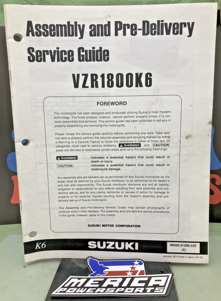GENUINE SUZUKI 99505-01096-03E VZR1800K6 ASSEMBLY AND PRE-DELIVERY SERVICE GUIDE
