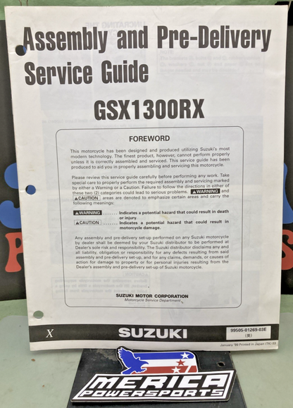 GENUINE SUZUKI 99505-01269-03E GSX1300RX ASSEMBLY AND PRE-DELIVERY SERVICE GUIDE