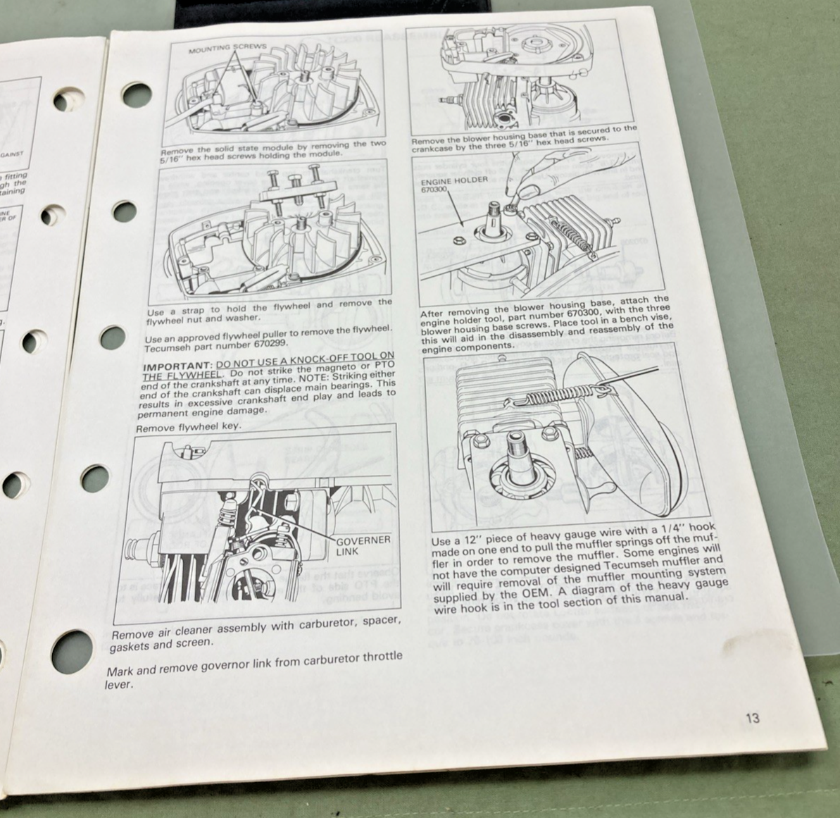 GENUINE MECHANIC'S HANDBOOK TECUMSEH ENGINES TC SERIES LIGHTWEIGHT TWO-CYCLE