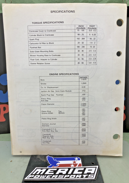 GENUINE MECHANIC'S HANDBOOK TECUMSEH ENGINES TC SERIES LIGHTWEIGHT TWO-CYCLE