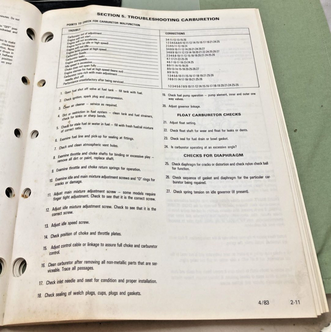 GENUINE TECUMSEH 692508 ENGINES MECHANIC'S HANDBOOK TWO CYCLE